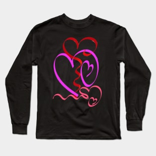 happy valentines heart for women and girlfriend Long Sleeve T-Shirt